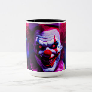 scary clown Two-Tone coffee mug