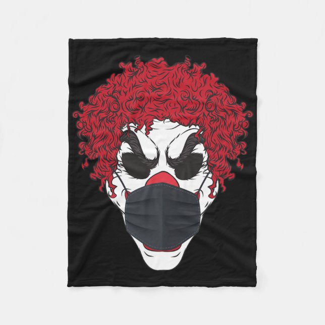 Scary Clown Wearing A Face Mask Germophobe Hallowe Fleece Blanket (Front)