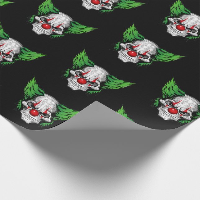 Scary clown with spooky eyes wrapping paper (Corner)