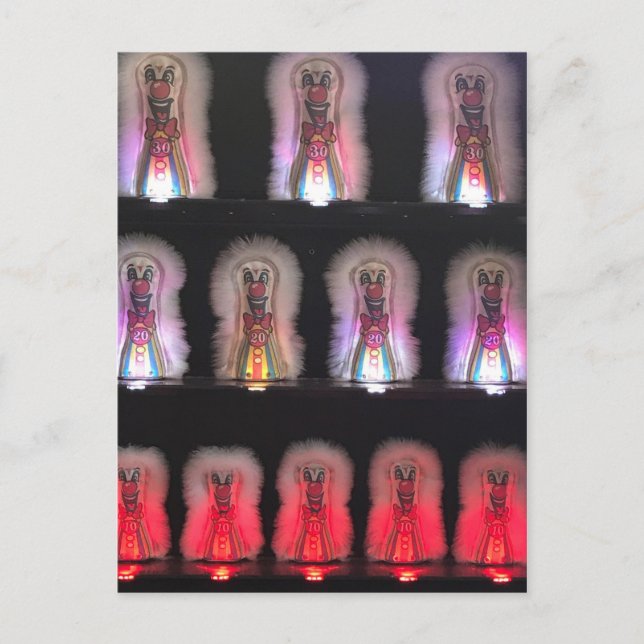 Scary Clowns Carnival Boardwalk Arcade Game Photo Postcard (Front)