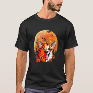 Scary Corgi Dog Moon Pumpkin Halloween Horror T-Shirt