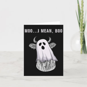 Scary Cow Farmer Halloween Ghost Funny Moo I Mean Card