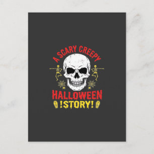 Scary Creepy Halloween Story Skull Design_1 Postcard