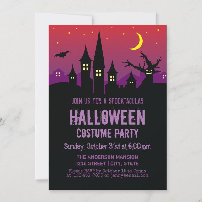 Scary Creepy Haunted Mansion Halloween Party Invitation (Front)