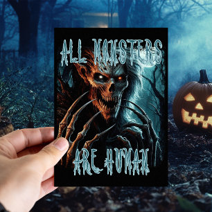 Scary creepy horror undead monster, demon or ghoul postcard