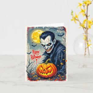 Scary Creepy Vintage Vampire Happy Halloween Card
