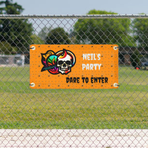 Scary customisable skull Halloween Banner 