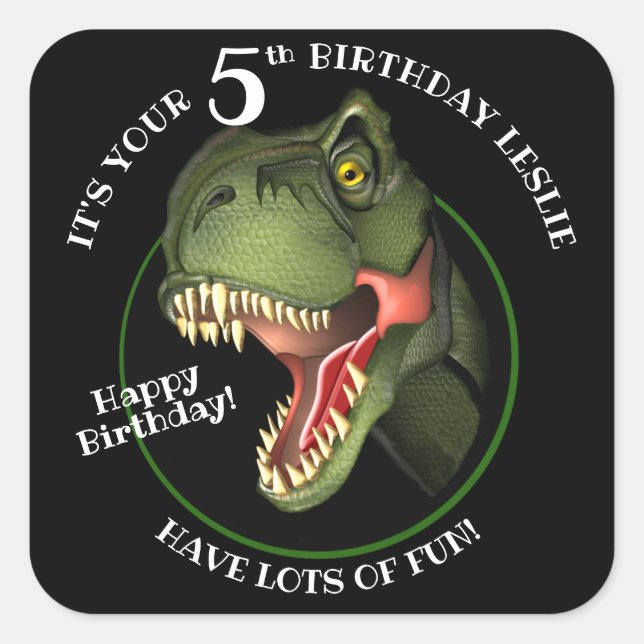 Scary Cute Dinoseur Kids Birthday Sticker (Front)