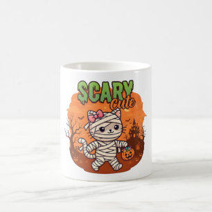 Scary Cute Mummy Cat Halloween Coffee Mug