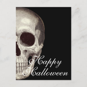 Scary Dead Skull Happy Halloween Postcard