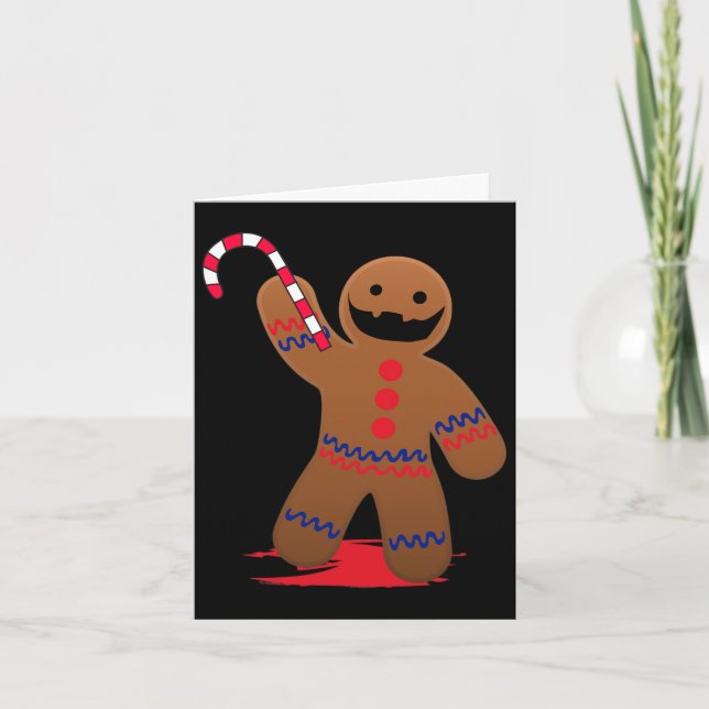 Scary Death Gingerbread Man For Halloween  Card (Front)