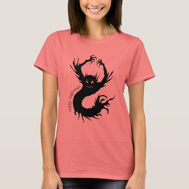 Scary Demon Creature Happy Halloween T-Shirt (Front)