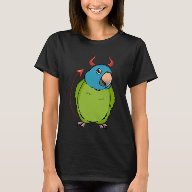 Scary Devil Costume Parrot I Blue crowned Conure T-Shirt (Front)