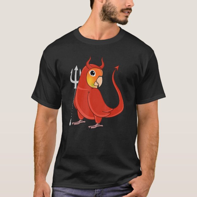 Scary Devil Costume Parrot I Green Cheek Pineapple T-Shirt (Front)