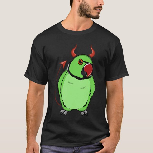 Scary Devil Costume Parrot I Green Indian Ringneck T-Shirt (Front)