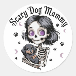 Scary Dog Mummy Skeleton Dachshund Classic Round Sticker