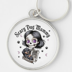 Scary Dog Mummy Skeleton Dachshund Key Ring