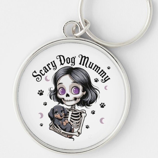  Scary Dog Mummy Skeleton Dachshund  Key Ring (Front)