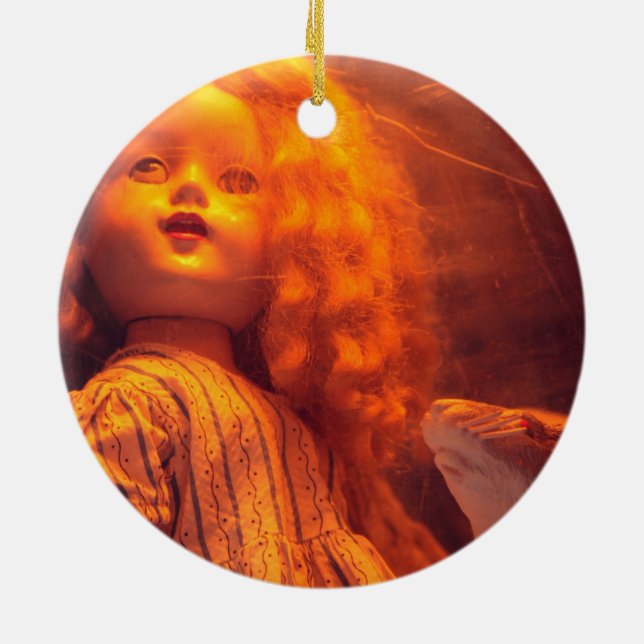 Scary Doll and Rat Ceramic Ornament (Back)