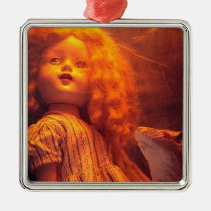 Scary Doll and Rat Metal Ornament