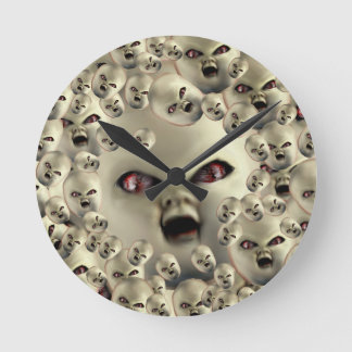 scary doll-face products dark art round clock