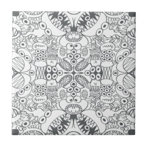 Scary doodles preparing a fright for you ceramic tile