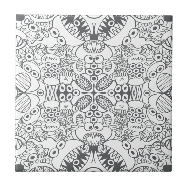 Scary doodles preparing a fright for you ceramic tile (Front)