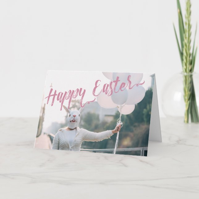 Scary Easter Bunny Costume Funny Easter Card (Front)