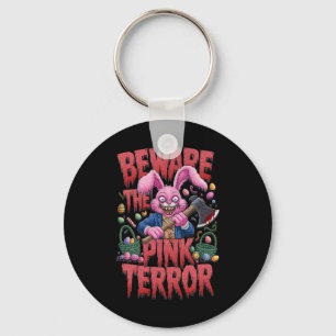 Scary Easter Bunny Horror Axe Killer Beware Pink T Key Ring
