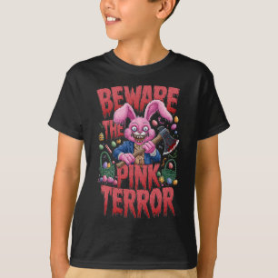 Scary Easter Bunny Horror Axe Killer Beware Pink T T-Shirt