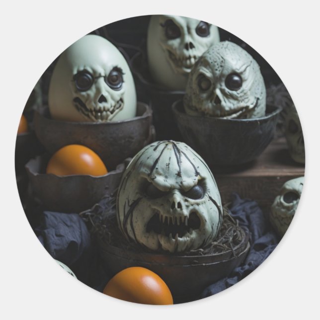 Scary Eggs Classic Round Sticker (Front)