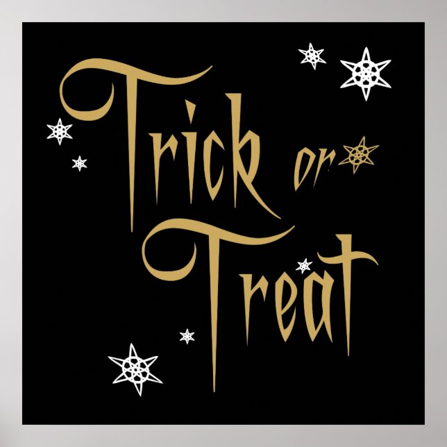 Scary Elegant Pale Gold Trick or Treat Poster (Front)
