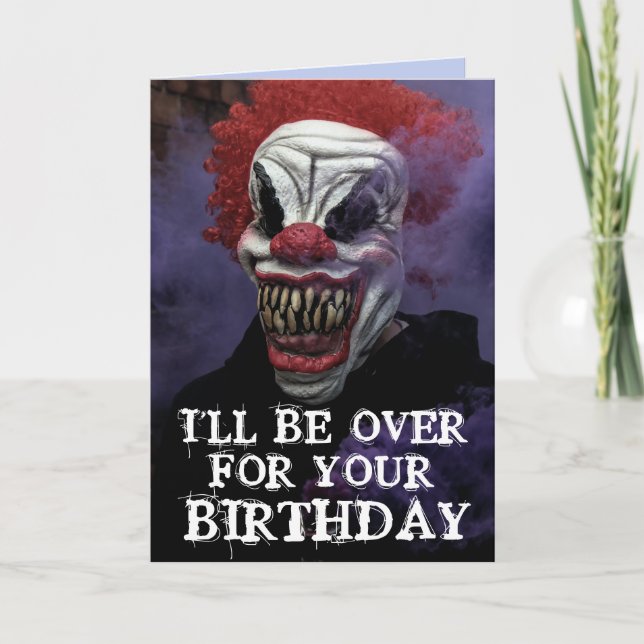 SCARY EVIL CLOWN BIRTHDAY FUNNY Greeting Card (Front)