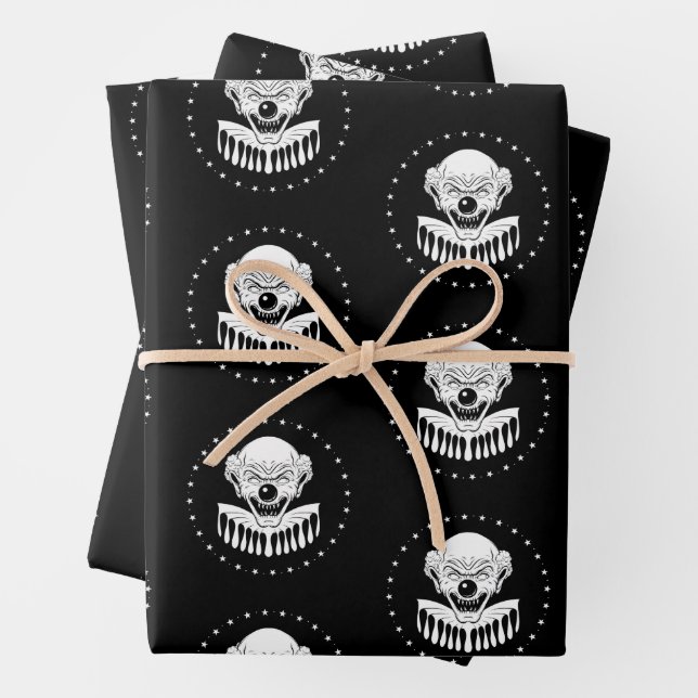 Scary Evil Clown Horror Wrapping Paper (In situ)