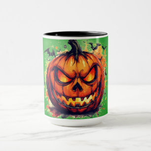 Scary Evil Pumpkin Halloween,Creepy Jack O Lantern Mug