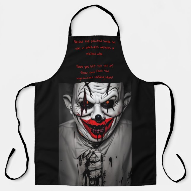 Scary Evil Smiling Clown & Quote Apron (Front)