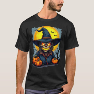 Scary Evil Spooky Scarecrow Halloween  T-Shirt