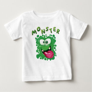 Scary Expressions Fun Green Monster Face  Baby T-Shirt