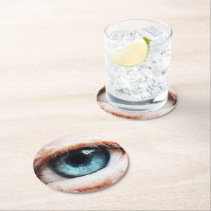 Scary Eyeball & Halloween Blue Eye /spooky zombie Round Paper Coaster