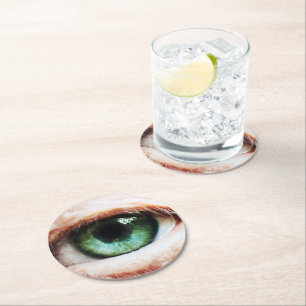 Scary Eyeball & Halloween Green Eye /spooky zombie Round Paper Coaster