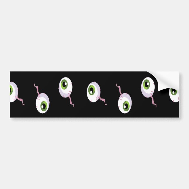 Scary eyeballs on black bumper sticker (Front)