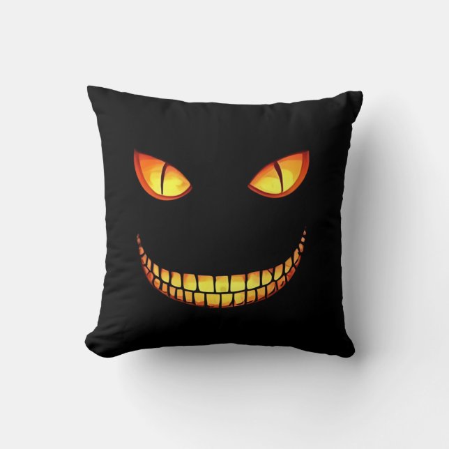 Scary Eyes and Crazy Smile Halloween  Cushion (Front)