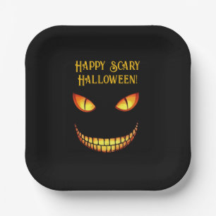 Scary Eyes and Crazy Smile Halloween  Paper Plate