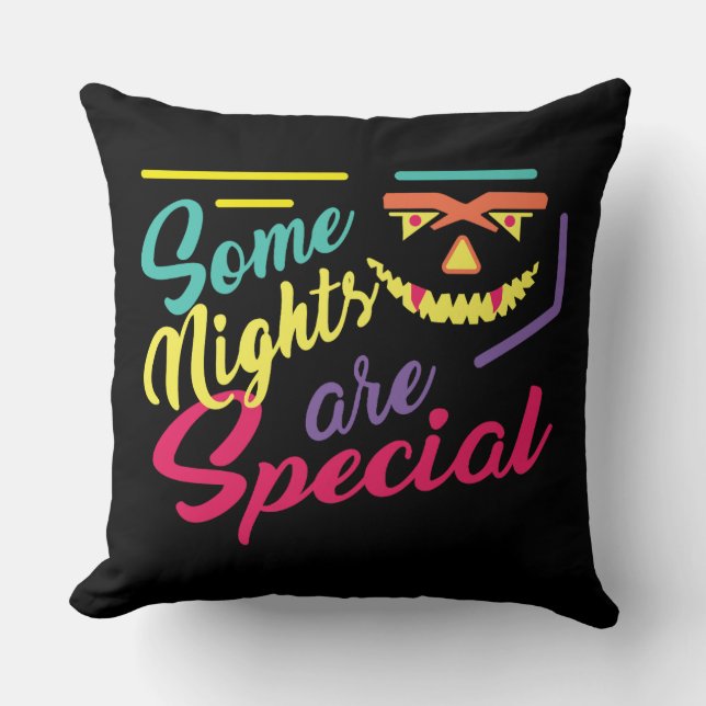 Scary face fun filled shiny halloween  cushion (Front)