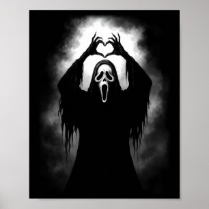 Scary Face Horror Creepy Ghost Heart Hands Hallowe Poster