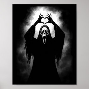 Scary Face Horror Creepy Ghost Heart Hands Hallowe Poster