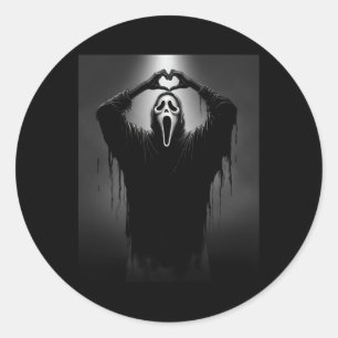 Scary Face Horror Ghost Heart Hands Creepy Hallowe Classic Round Sticker