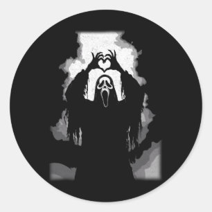 Scary Face Horror Poster Halloween Classic Round Sticker