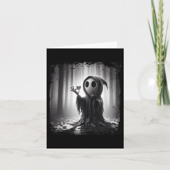 Scary Face Horror Poster Halloween Ghost Heart Sha Card (Front)