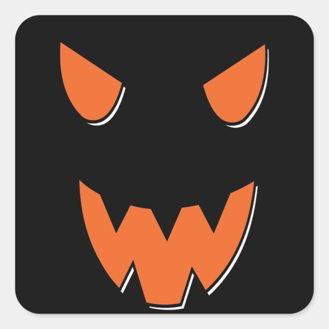 Scary Face On Halloween Pumpkin Square Sticker (Front)